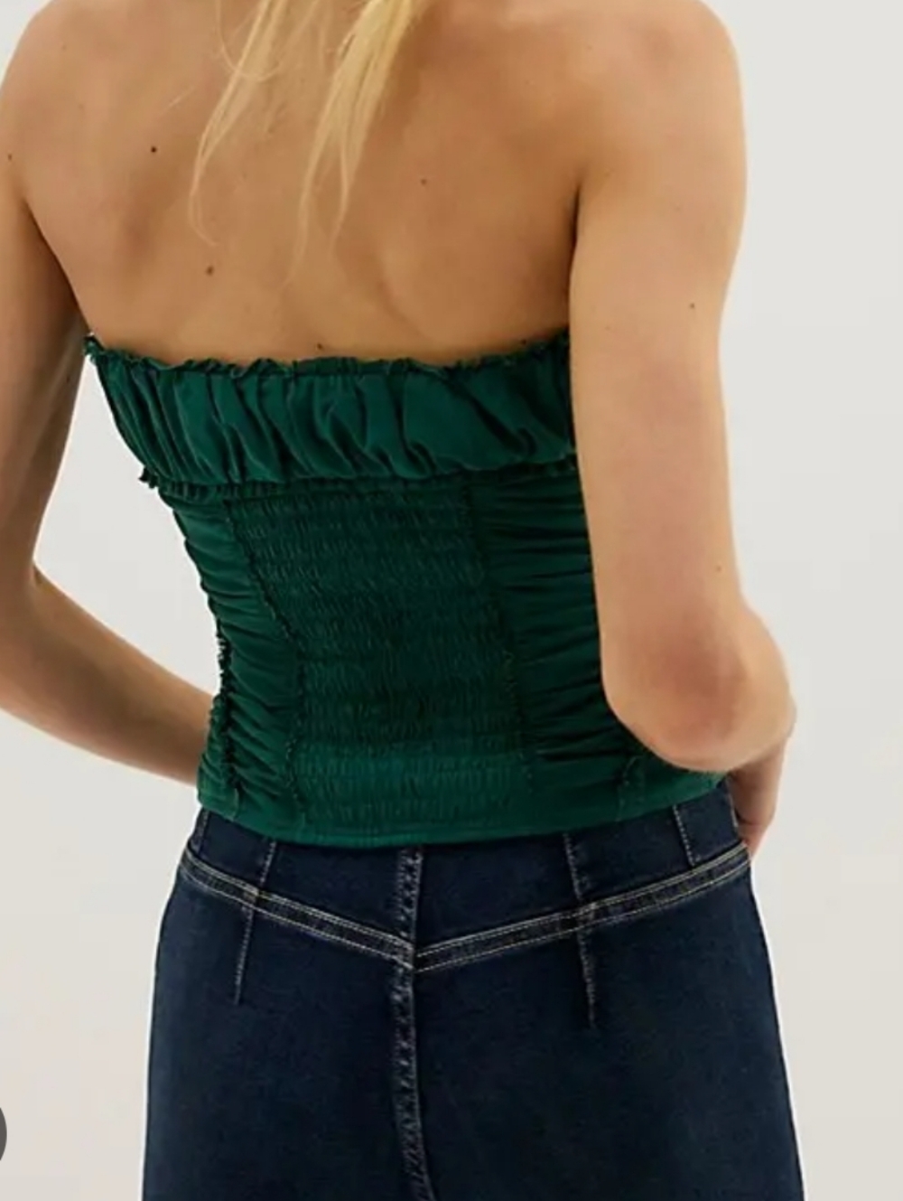 Free People Scottie Tube Top Uncut Emerald Green Women's Size XL - Picture 2 of 11